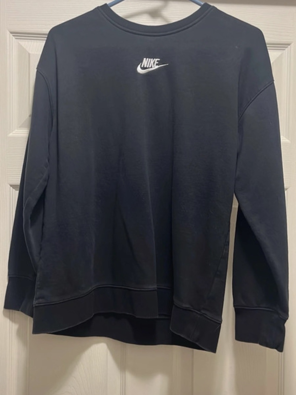 Nike Black Crew Sweatshirt with White Swoosh Logo